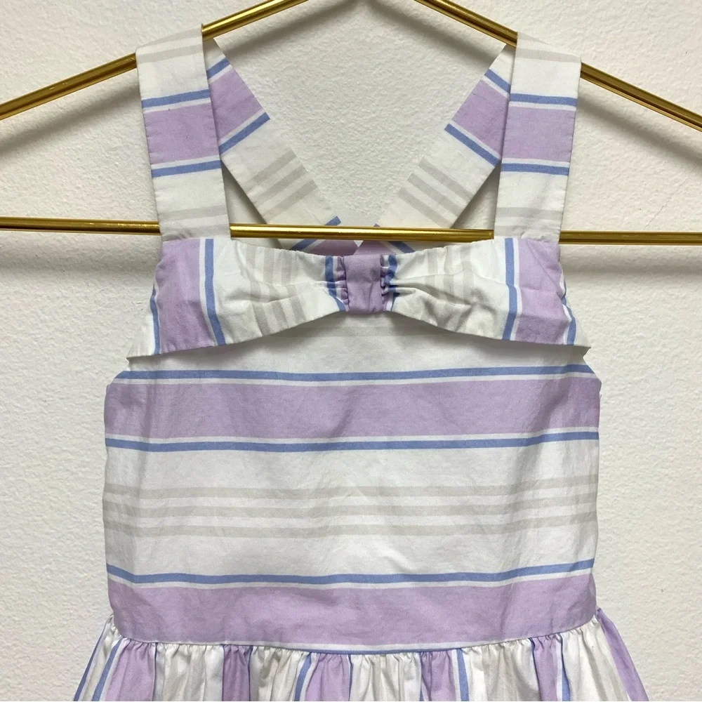 Janie and Jack Pastel Stripe Bow Dress Size 4 Girls Easter Spring Summer Cotton